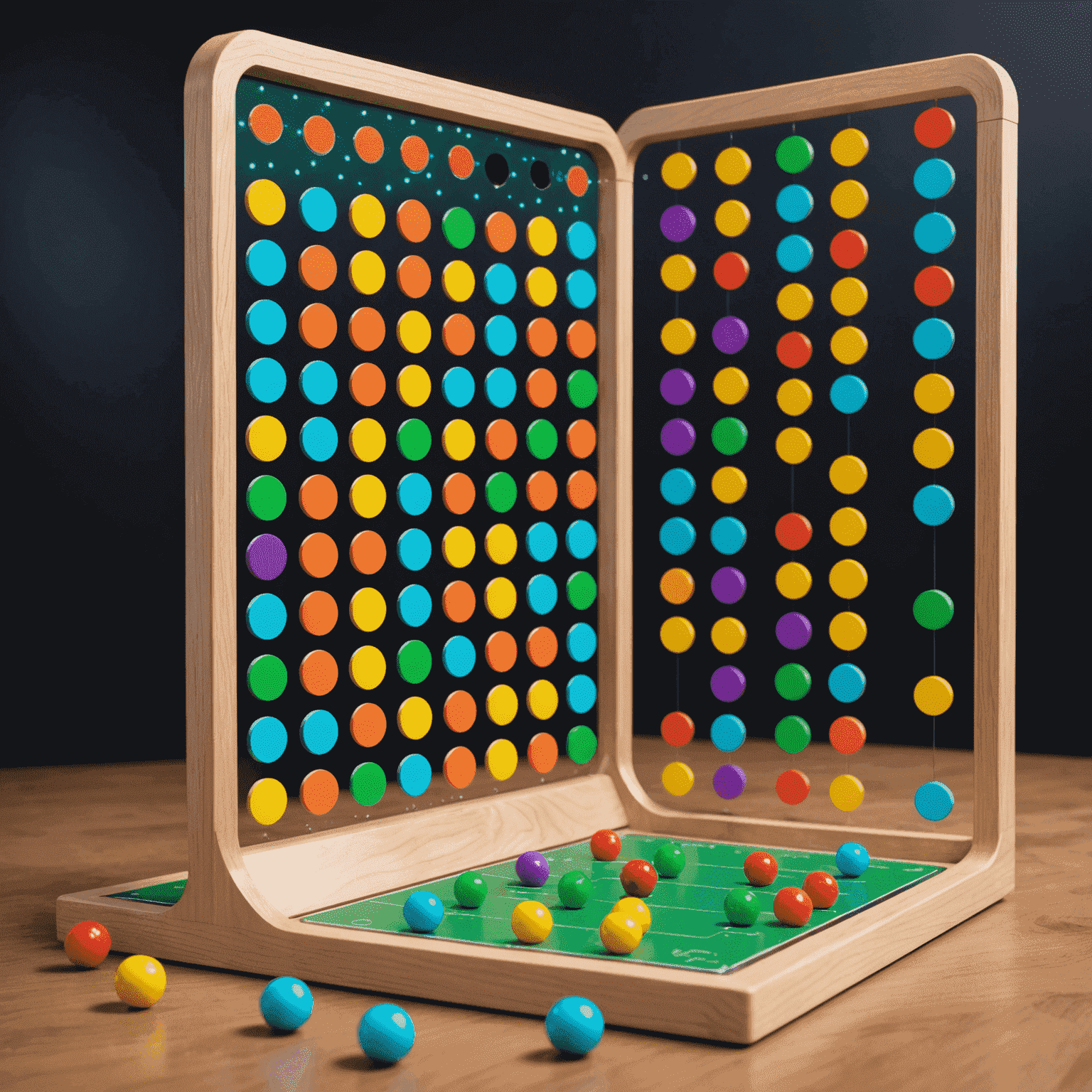 Juego de Plinko Gravitacional de Dropium en acción, mostrando fichas que desafían la gravedad en un tablero colorido y futurista