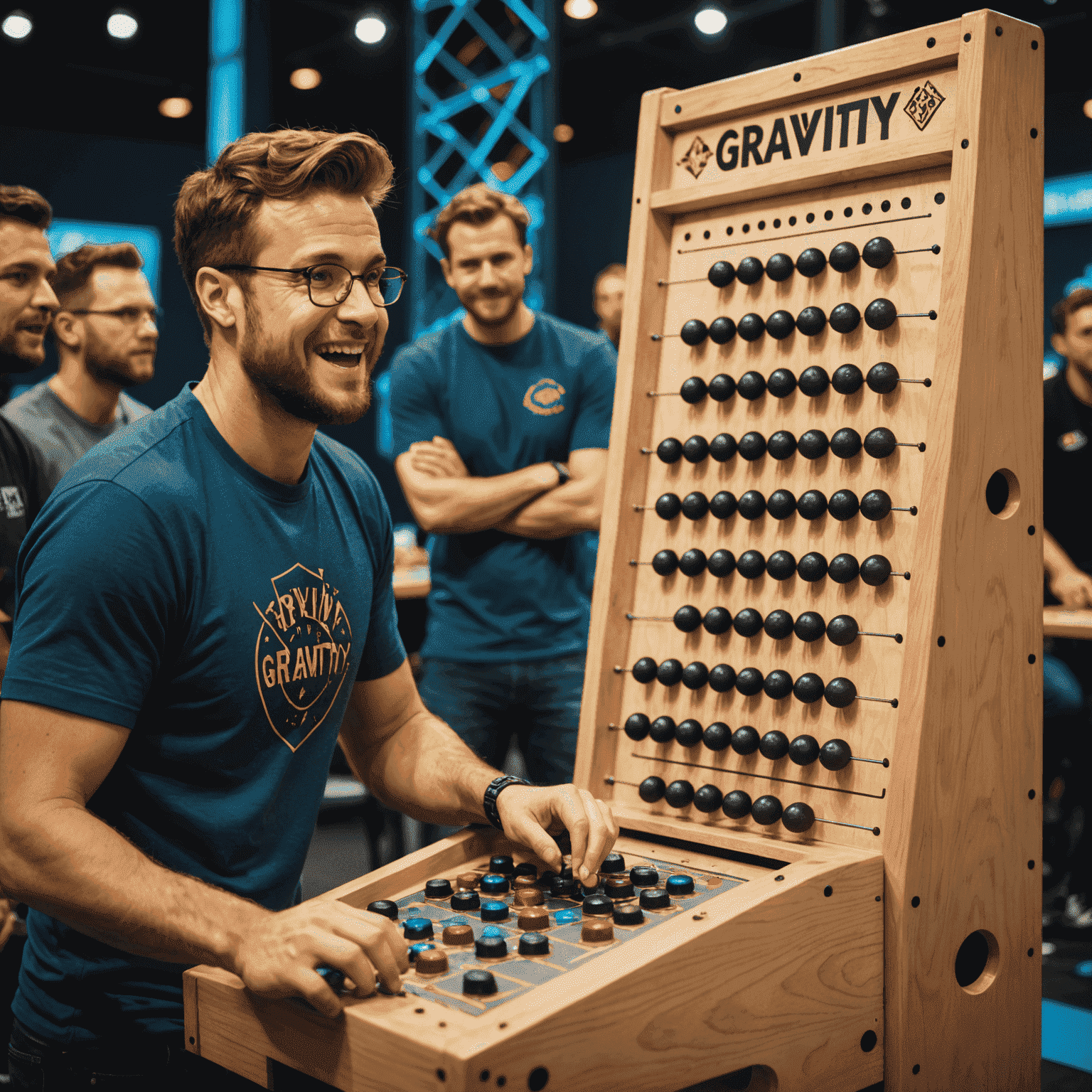 Jugadores de Gravity Plinko compitiendo en un torneo en línea, mostrando sus expresiones de concentración y emoción